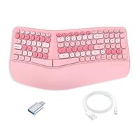 Lomiluskr Wired Ergonomic Keyboard with PU Wrist Rest, Carpal Tunnel Keyboard, Colorful Split Ergo Design, Comfortable Natural Typing, Compatible with PC/Laptop (Pink)