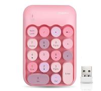 Lomiluskr Wireless Numeric Keypad with 2.4G USB Receiver, Cute Colorful Round Keycaps, Portable Financial Accounting Numpad Number Keyboard, Suitable for PC, Laptop (Pink)