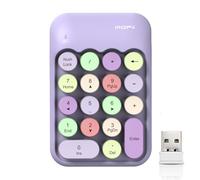Lomiluskr Wireless Numeric Keypad with 2.4G USB Receiver, Cute Colorful Round Keycaps, Portable Financial Accounting Numpad Number Keyboard, Suitable for PC, Laptop (Purple)
