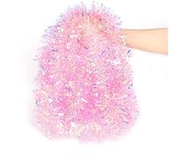 LOMIMOS 17 Ft Christmas Tinsel Garland,Pink Glittering Decoration for Xmas Tree Party Wedding Supplies