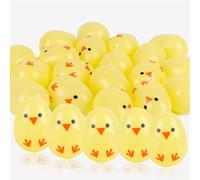 LOMIMOS 48 Pcs Easter Chick Plastic Eggs, 2.36” Yellow Fillable Printing Raffle Eggshell, Cute Easter Egg Decorations for Easter Party Favour Supplies