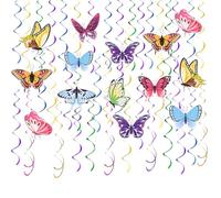 LOMIMOS 48Pcs Butterfly Hanging Spiral Decorations, Colourful Butterfly Hanging Decor Spring Summer Theme Party Supplies for Birthday Children's Day Wedding