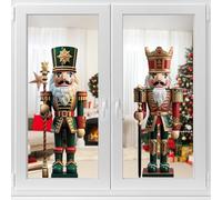 LOMIMOS Christmas Window Cling Sticker Decorations,Extra Large 3D-Effect Nutcracker Soldiers Christmas Window Clings for Xmas Home Party Office Supplies Shop Glass Display Decoration