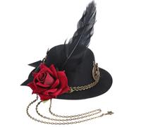 LOMIMOS Mini Hat, Halloween Gothic Steampunk Women Hair Clip with Motifs of Feathers, Roses, Crosses and Rabbits for Halloween Party, Costume Party