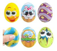 LOMIMOS Pack of 6 Easter Eggs Anti-Stress Ball Dye Ball Easter Eggs Toy Egg Animal Duck Rabbit Easter Gift