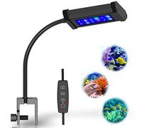 Lominie Mini Aquarium Light, 10W Nano Fish Tank Clip on Light, Full Spectrum Dimmable LED Coral Reef Light with Timer for Small Marine Aquarium Lighting (Bar10-Seawater)