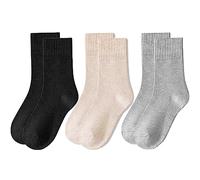 Lomitract Bamboo Mini Crew Socks (Women 5-10), B-off White+black+light Grey, 5-10