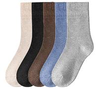 Lomitract Bamboo Mini Crew Socks (Women 5-10), D-off White+brown+black+slate Blue+light Grey, 5-10