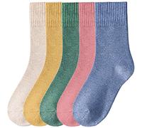 Lomitract Bamboo Mini Crew Socks (Women 5-10), D-off White+mustard+slate Blue+emeral+dusty Pink, 5-10