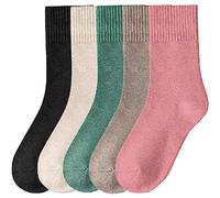 Lomitract Bamboo Mini Crew Socks (Women 5-10), D-off White+tan+black+emeral+dusty Pink, 5-10