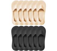 Lomitract Thin No Show Socks (Women 5-12), Made of Ice Silk Surface on the Surface & Cotton on the Bottom, D-black*3pairs+nude*3pairs, 5-8