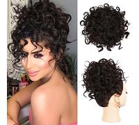Lommel Messy Bun for Women 70g Elastic Cord Curly Curly Hair Synthetic Hair Extensions for Daily Use (Dark Brown)