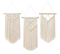 LOMOHOO 3 Pcs Macrame Wall Hanging Small Woven Tapestries Wall Art Decor - Nice for boho home decor, apartment, kids room, party decorations (Small)