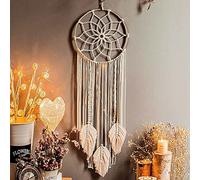 LOMOHOO Boho Dream Catchers for Bedroom-Macrame Woven Wall Hanging Handmade Dreamcatcher with Tassel Decoration Bedroom Decor Ornament Craft,Beige