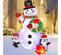 LOMOHOO Christmas Outdoor Inflatable Snowman 195cm - Decoration With Colorful LED Light and Blower for Yard, Garden Party