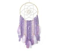 LOMOHOO Dream Catcher Traditional Feather Dream Catchers Boho Handmade Dreamcatcher with Woven Tassels Wooden Beads for Girl Kids Bedroom Baby Room Dorm Decor Wall Hanging Ornament Craft Gift (Purple)