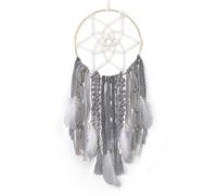 LOMOHOO Dream Catchers Grey Macrame Woven Wall Hanging Boho Wall Art Tassel Tapestry Wall Decor for Bedroom, Living Room, Crochet Design Handmade Dreamcatcher Ornament Craft