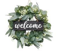 LOMOHOO Eucalyptus Leaves Wreath for Front Door 46cm Artificial Door Wreath