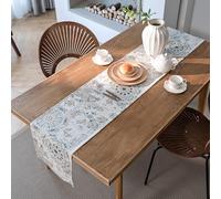 LOMOHOO Table Runner Cream 30X220cm, Beige Table Runners for Dining Table Boho Summer Outdoor Tablecloth Boho Rustic Linen Table Cloth Runner Country Style for Kitchen Bohemian Wedding Tabletop Decor