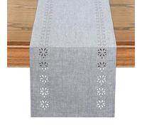 LOMOHOO Table Runner Grey 32x180cm Long Modern Table Runners, Table Runner Rustic Table Runners for Dining Table Farmhouse Wedding Holiday Party Coffee Table Christmas Decorations