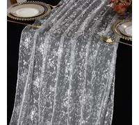 LOMOHOO Table Runner Organza Fabric,70x300cm Gold Table Runner,Glitter Wedding Table Decoration,Gold Foil Table Runners for Dining Table Chair Bows Baby Shower Birthday Party Table (Silver, 70x300cm)