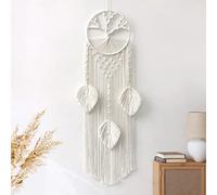 LOMOHOO Tree of Life Macrame Wall Hanging, Boho Feather Leaf Dream Catcher for Wedding Party, Bedroom, Kids Room, Cafe, Gypsy Decor