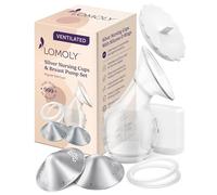 LOMOLY Ventilated Silver Nursing Cups: Pure 999 Silver Nipple Shield | Silver Nipple Covers Breastfeeding with Breast Protection, Hands Free Breast Pump
