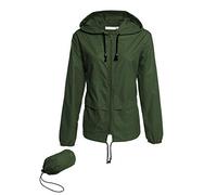 Lomon Rain Coats For Women, Womens Rain Jacket Lightweight Waterproof Raincoat Foldable Cycling Petite Outdoor Trench Clothing with Hood, Dark Green L