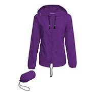 Lomon Waterproof Jackets Women Packaway Raincoat for Women Lightweight Summer Foldable Packable Hunter Hiking Fitted Windbreaker Coat Purple M