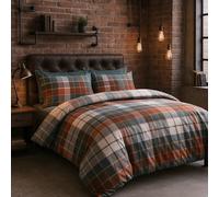 Rapport Home Lomond 100 Percent Brushed Cotton Duvet Cover Set, Terracotta, Super-King