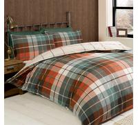 Rapport Lomond Check 100 Percent Brushed Cotton Duvet Set, Terracotta, Single