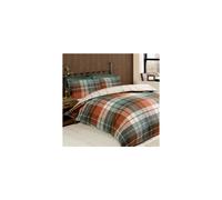 (Lomond Terracotta, Single) THERMAL 100% BRUSHED COTTON FLANNELETTE QUILT DUVET COVER BED SET COSY WARM SOFT