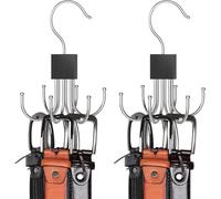 lomonmen Belt Hanger,Belt Hanger for Wardrobe,Belt Organiser with 6 Hooks Rotating,Tie Organiser for Belt Bra Tie Tank Top Closet Organizer and Storage