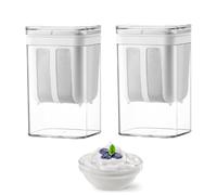 lomonmen Yogurt Strainer Fine Mesh Yogurt Maker Strainer with Lid 1100 ML Cheese Yogurt Maker Reusable Yogurt Filter for Making Thick Greek Yogurt Soybean Milk (2pcs White)