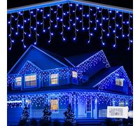 Lomotech Christmas Icicle Lights - 65Ft 8 Modes Waterproof Christmas Lights with Timer for Holiday, Wedding Party, Eaves, Christmas Decorations,Non-Connectable(Blue)