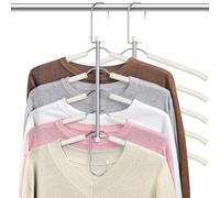 Lomrsiul Clothes Hangers Space Saving Shirt Organizer, Non Slip Multi T Shirt Hangers for Closet with Foam Padded for Blouse Hoodie Sweatshirt Sweater Short Closet Organizers and Storage Beige 2 Pack