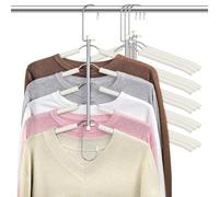 Lomrsiul Space Saving Shirt Hanger 5 in 1 Non Slip Coat Hanger Beige 4 Pack | Multi Shirt Hanger, Stainless Steel, Eva Foam Padded, 2 Ways to Hang, Easy Access, Wrinkle Free, Closet Space Saver