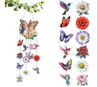LOMSIOY Diamond Art Wind Chimes for Home & Garden - 3D DIY Craft Kit with Crystal Hanging Ornaments, Waterproof & Sunproof Acrylic Suncatcher/Windcatcher for Patio, Backyard, Indoor & Outdoor Decor