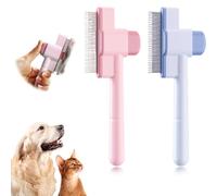 LOMSUXA 2 Pcs Cat Combs, Flea Comb for Dogs, Stainless Steel Metal Teeth Comb for Pets Shedding and Tangling, Durable Self-Cleaning Combs for Grooming