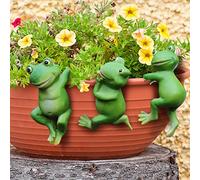 LOMUG Cute Hanging Frog Decoration, 3 Pieces Decorative Garden Frog Figures, Frog Garden Decoration, for Patio Pond Zinc Tubs Plant Bowl Garden Balcony Patio Ponds Decoration Flower Pot Planter