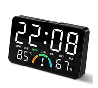 LOMUG Digital Alarm Clock with LED Display, Large Numbers, Silent No Ticking, Adjustable Brightness, Loud Alarm for Deep Sleepers and Children, Table Clock with Time, Date and Temperature Display
