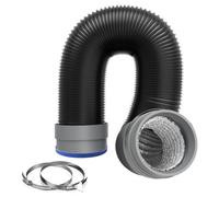 LOMUG Exhaust Hose Diameter 100 mm 5 m Aluminium Flexible Pipe PVC | Dryer hose aluminium with flexible soft connection, aluminium flex hose for air conditioners, auxiliary heating, hot air