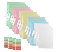 LOMUG Pack of 15 File Folders A4 Plastic Sturdy Folder A4 with Labels Self-Adhesive Translucent Folders Plastic Folder School Supplies for Home School Office
