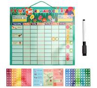 LOMUG Reward Board for Children, Weekly Planner Children with Magnetic Routine Cards, Montessori Reward System for Responsibility, Daily Planner Routine To Do List (Green Hook Plate)