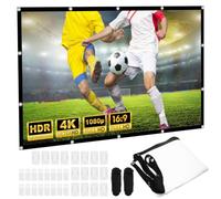 LOMUG Screen Projector, 16:9 HD Extendable & Foldable, Projection Screen for Home Cinema, Office, School, Presentation, Indoor & Outdoor Use, Portable Projector Screen (without Tripod, 100 Inches)