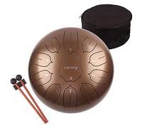 Lomuty 12 Inches 30 CM Steel Tongue Drum-11 Notes C Major Tuned Percussion Instrument-Handpan Drum with Bag, Music Book, Mallets and Finger Picks(Brown)