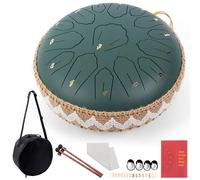 LOMUTY Tongue Drum C Major, 12 Inch 30 cm 15 Note Rain Drum, Steel Tongue Drum for Sound Healing, Meditation, Musical Education and Yoga, Steel Tongue Drum as a Gift, Green