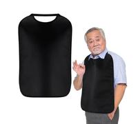 Lomvarith Double Layer Stretchable Adult Bibs, Waterproof Washable Clothing Protector, Feeding Bib with Crumb Catcher For Men Women Elderly Senior, Black