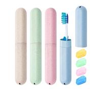 Lomvarith Toothbrush Case, 4 PCS Travel Toothbrush Storage Case with 4 Portable Head Covers, Compact Protective Caps for Camping, Hiking and Outdoor Adventures