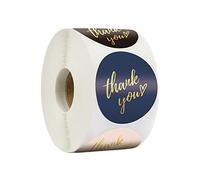 LOMYLM 1 Roll/500pcs Thank You Stickers Self Adhesive Round Paper Label Stickers for Thank You Gifts Wedding Birthday Thanks Giving Party Bags Small Business Packaging, 25mm (4 Colors)